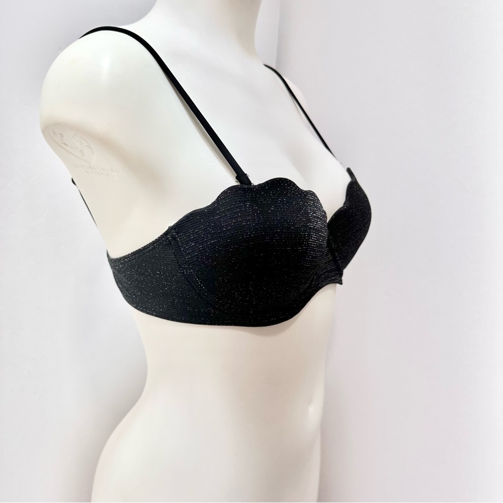 Shimmer black push up bikini top
